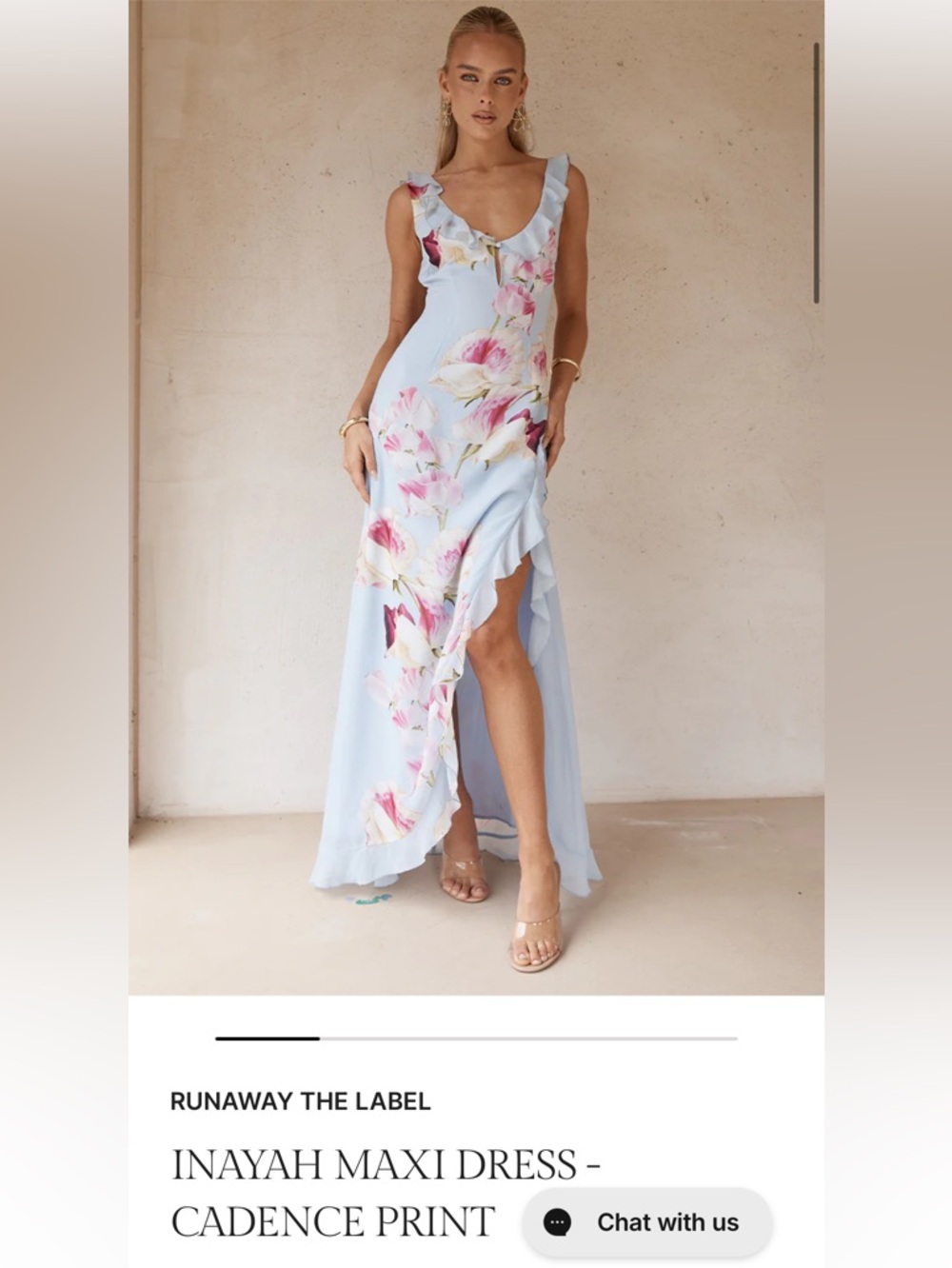 Runaway The Label inayah floral maxi dress NWT SMALL ruffle sleeve side slit - Picture 5 of 7